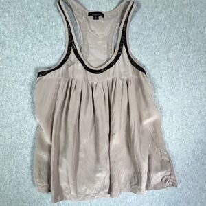 Twentyone Womens Small 100% Silk Racerback Tank Top Romantic Boho Minimalist